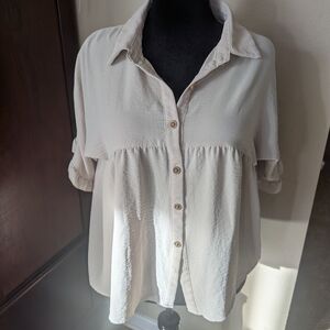 SHEIN Cream Button-Down Shirt